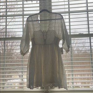 Free People Lottie Eyelet Ivory Cotton Dress